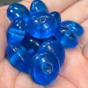 20 Vintage Blue Capri Czech Rondelle Glass Beads - Sea Beads