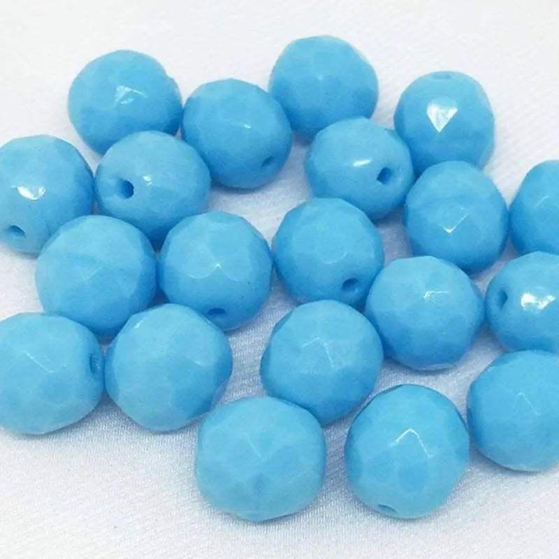 20 Vintage Blue Czech Faceted Glass Beads - Sea Beads