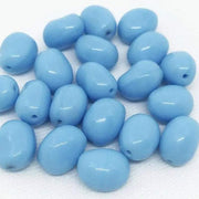 20 Vintage Blue Czech Oval Glass Beads - Sea Beads