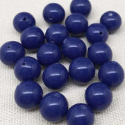 20 Vintage Blue Dark Japan Round Glass Beads - Sea Beads