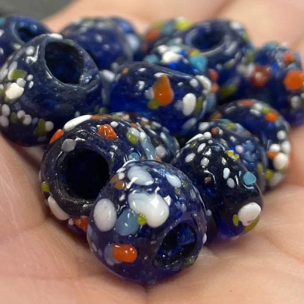 20 Vintage Blue Dark Sugar Pony Glass Beads - Sea Beads