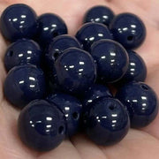 20 Vintage Blue Navy Round Glass Beads - Sea Beads