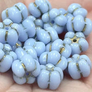 20 Vintage Blue Periwinkle Light German Flower Glass Beads - Sea Beads