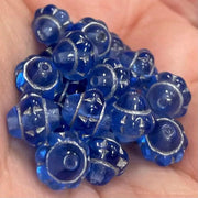 20 Vintage Blue Sapphire Czech Saturn Glass Beads - Sea Beads