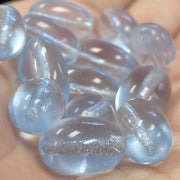 20 Vintage Blue Sapphire Light Oval Glass Beads - Sea Beads