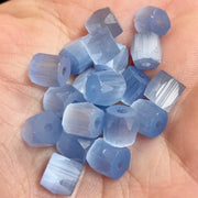 20 Vintage Blue Silk Satin Glass Beads - Sea Beads