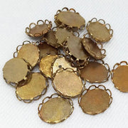 20 Vintage Brass Bezel Oval Metal Settings - Sea Beads