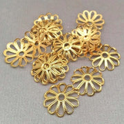 20 Vintage Brass Flower Metal Bead Caps - Sea Beads