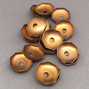 20 Vintage Brass Smooth Polygon Metal Bead Caps - Sea Beads