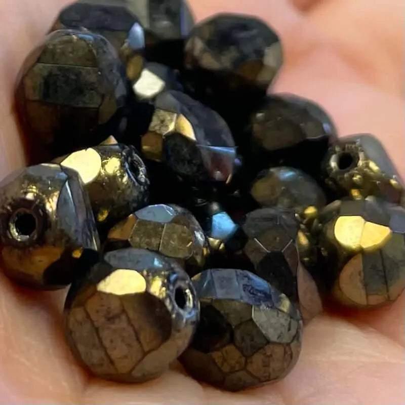 20 Vintage Bronze Czech 2-Way Coin Glass Beads - Sea Beads