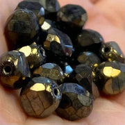 20 Vintage Bronze Czech 2-Way Coin Glass Beads - Sea Beads
