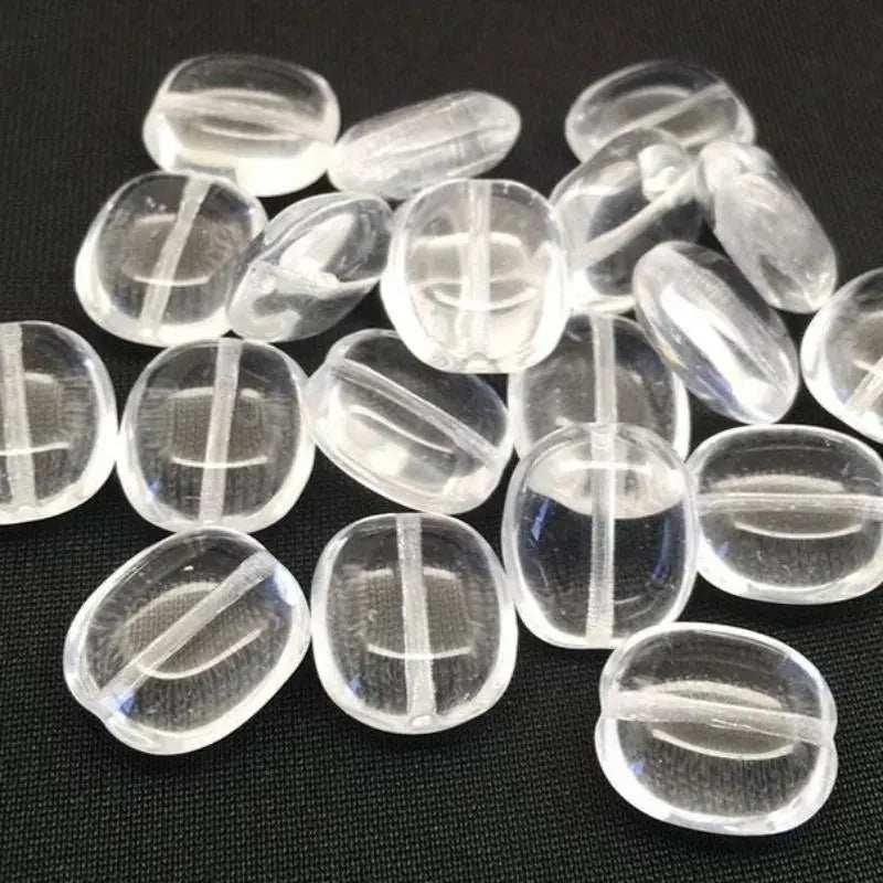 20 Vintage Clear Czech Oval Glass Beads - Sea Beads
