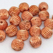 20 Vintage Copper Metallic German Ribbed Round Lucite Beads - Sea Beads