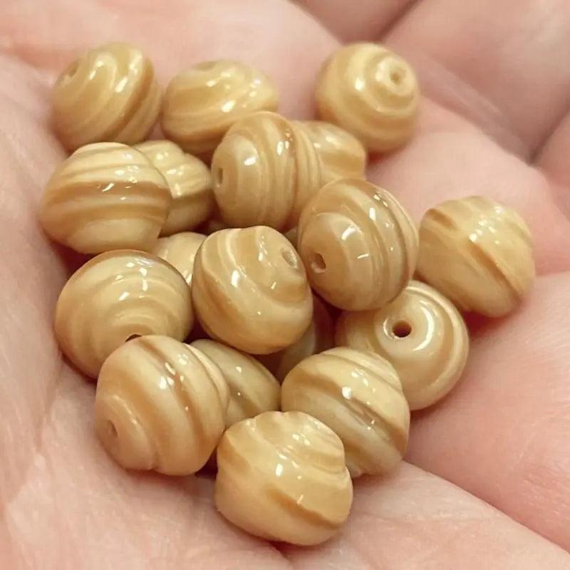 20 Vintage Creamy Beige Baroque Glass Beads #8131 - Sea Beads
