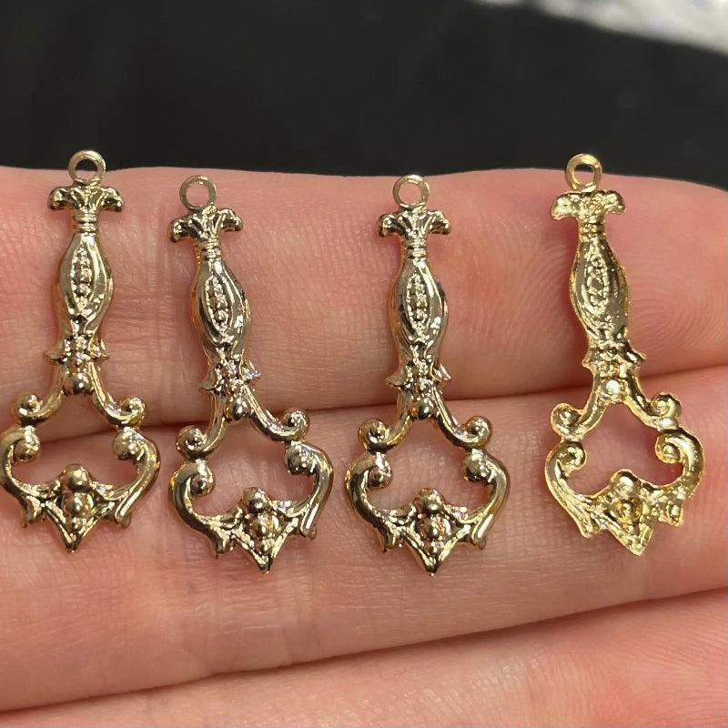 20 Vintage Deco Gold Plated Charm Pendants #8841 - Sea Beads