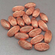 20 Vintage German Ribbed Metallic Coated Oval Lucite Beads - Sea Beads