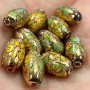 20 Vintage Gold Japan Tensha Acrylic Yellow Sunflower Beads #9136 - Sea Beads