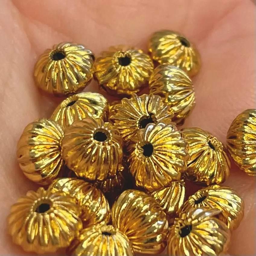 20 Vintage Gold Melon Metal Beads #8956 - Sea Beads