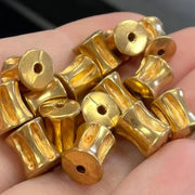 20 Vintage Gold Vacuum Plated Lucite Beads - Sea Beads