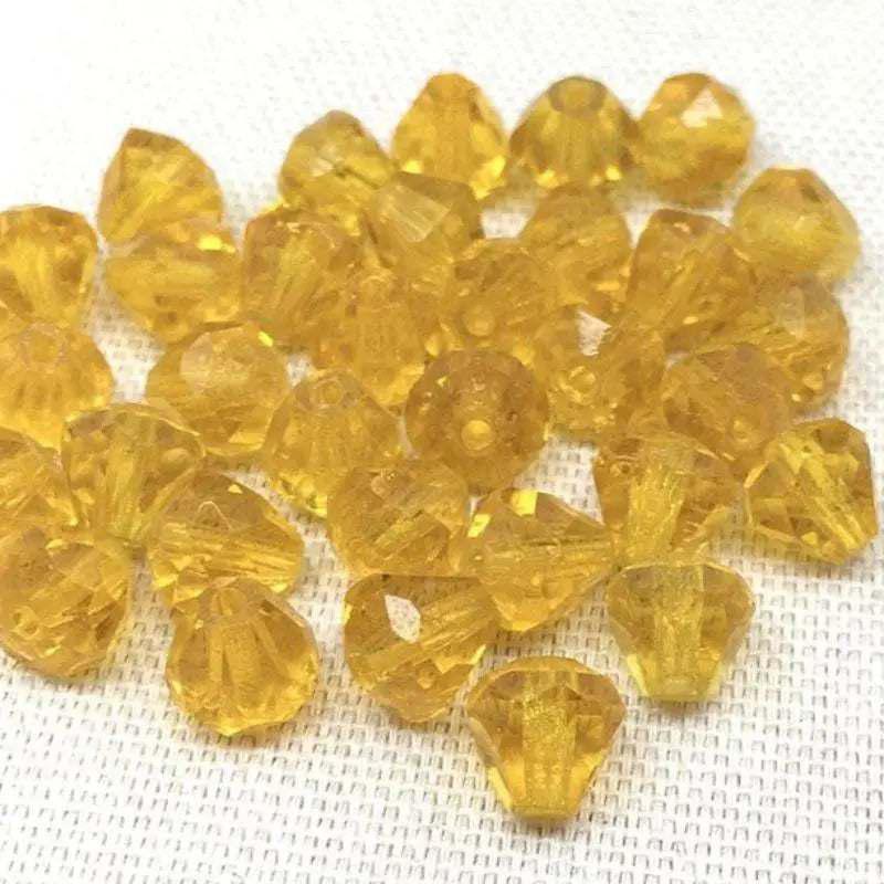 20 Vintage Golden Yellow Faceted Cone Glass Beads - Sea Beads