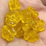 20 Vintage Golden Yellow German Flower Glass Beads - Sea Beads
