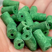 20 Vintage Green Porcelain Tube Beads - Sea Beads