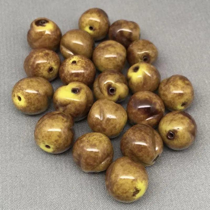 20 Vintage Handmade Golden Brown Glass Beads - Sea Beads