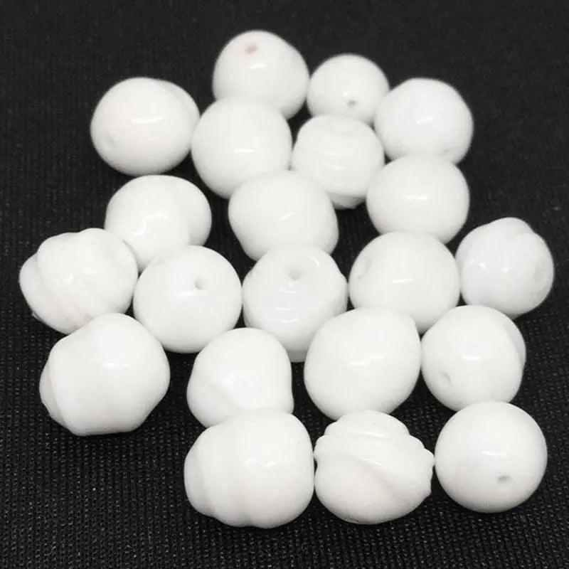 20 Vintage White Japan Baroque Glass Beads - Sea Beads