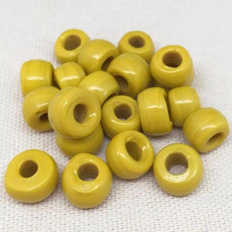 20 Vintage Handmade Yellow Glass Pony Beads - Sea Beads