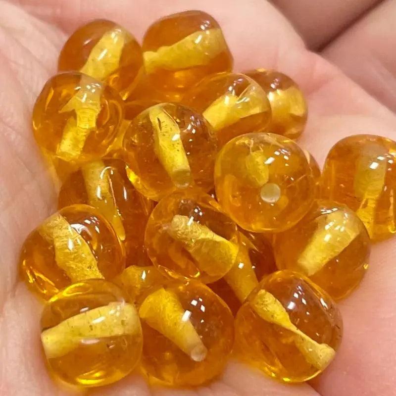 20 Vintage Japan Baroque Honey Glass Beads - Sea Beads