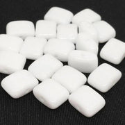 20 Vintage White Czech Milky Rectangle Glass Beads - Sea Beads