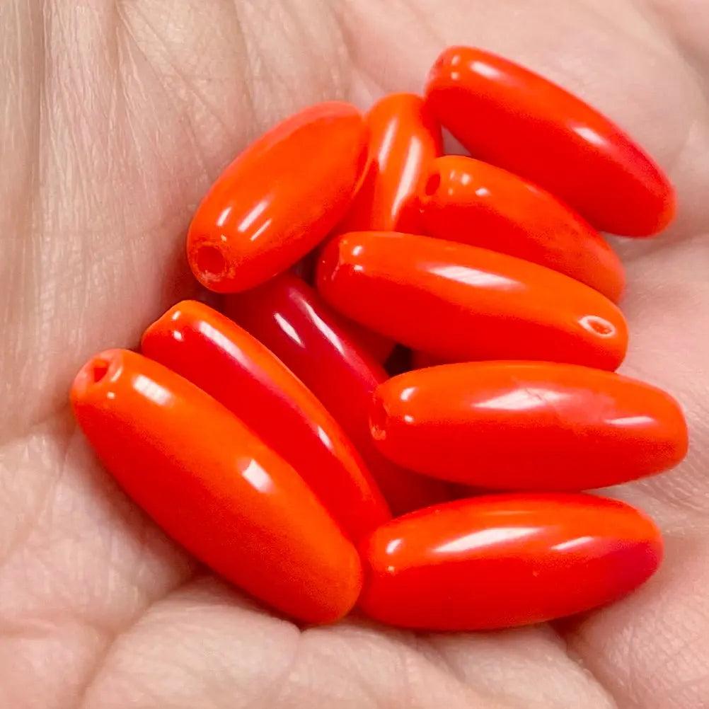 20 Vintage Orange Mixed Oval Glass Beads #200294 - Sea Beads