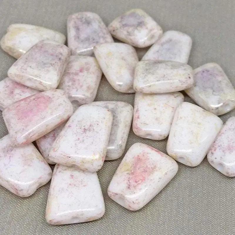 20 Vintage Pink Austrian Picasso Glass Beads - Sea Beads
