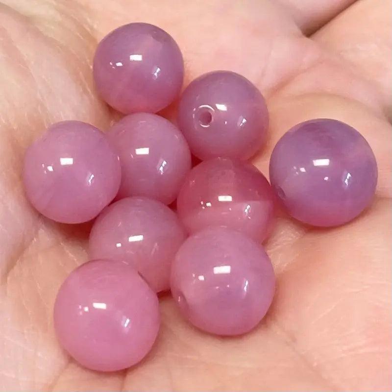 20 Vintage Pink Opal Czech Round Glass Beads - Sea Beads