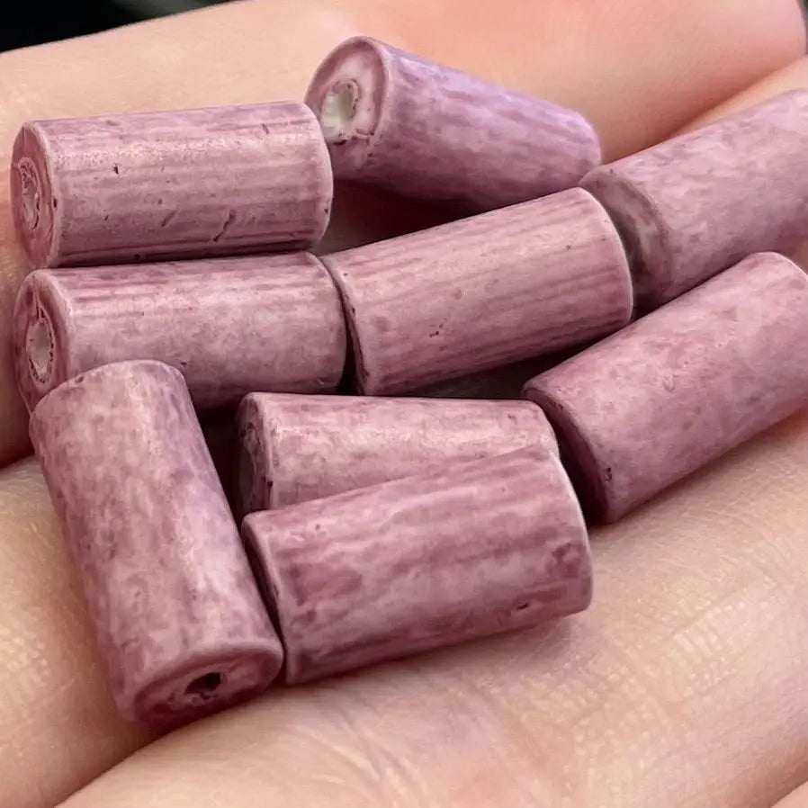 20 Vintage Purple Cylinder Glass Beads - Sea Beads