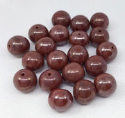 20 Vintage Reddish Brown Czech Round Glass Beads - Sea Beads