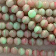 20 Vintage Pink Mint Green Round Glass Beads - Sea Beads