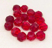 20 Vintage Red Siam German Faceted Glass Beads - Sea Beads