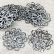 20 Vintage Silver Plated Filigree Metal Component Pieces - Sea Beads