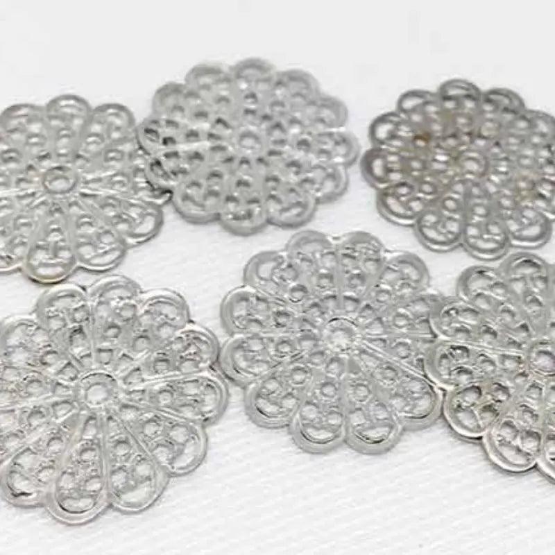 20 Vintage Silver Plated Filigree Metal Components - Sea Beads