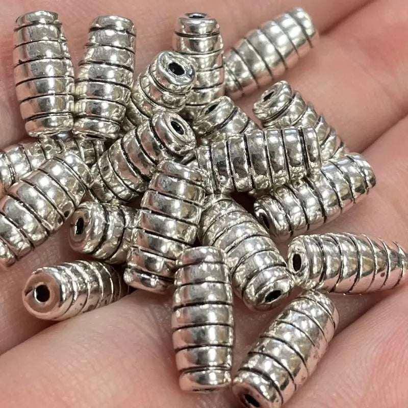 20 Vintage Silver Plated Metal Beads - Sea Beads