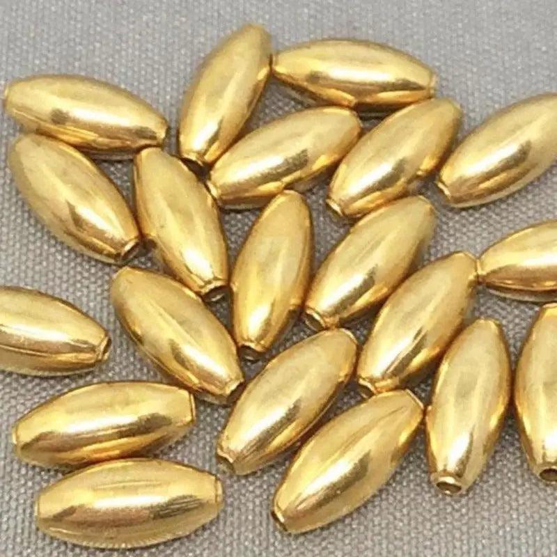 20 Vintage Brass Solid Oval Metal Beads - Sea Beads