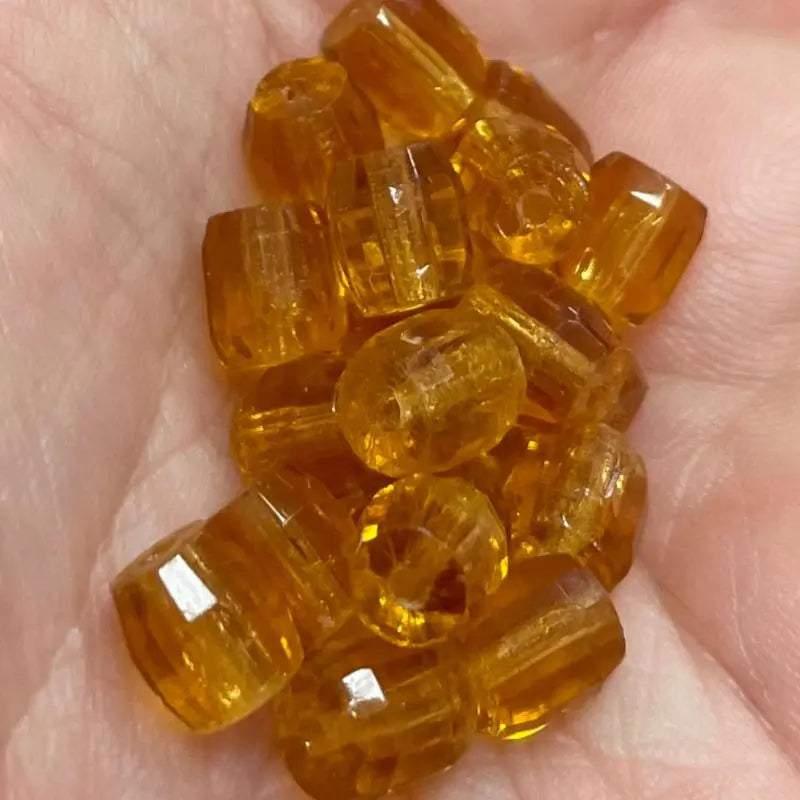 20 Vintage Topaz Barrel Glass Beads #9119 - Sea Beads