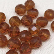 20 Vintage Topaz German Faceted Round Glass Beads - Sea Beads