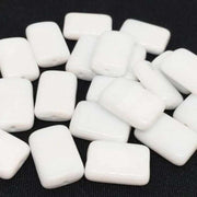 20 Vintage White Czech Silky Rectangle Glass Beads - Sea Beads