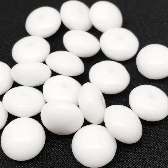 20 Vintage White Domed Glass Cabochons - Sea Beads
