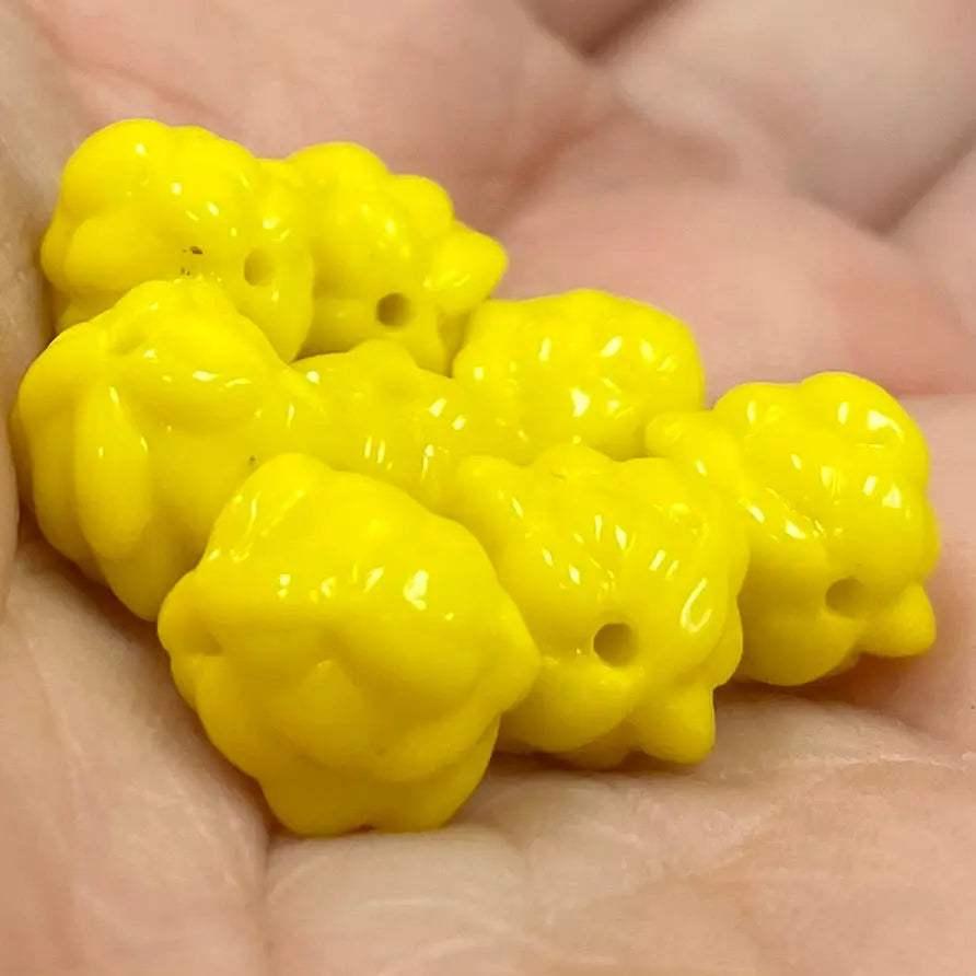 20 Vintage Yellow Berry Glass Beads - Sea Beads
