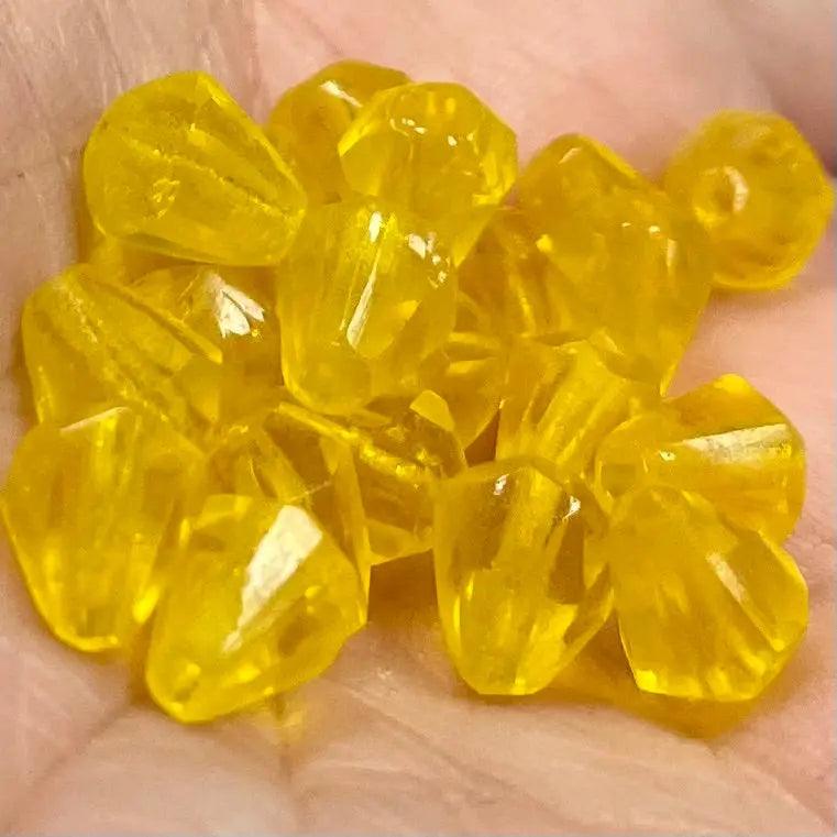 20 Vintage Yellow Cone Faceted Glass Beads - Sea Beads