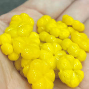 20 Vintage Yellow Czech Pressed Flower Glass Beads - Sea Beads