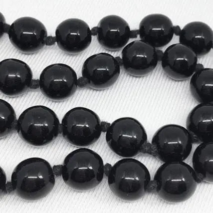 23" Strand Vintage Black Round Glass Beads - Sea Beads